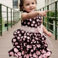 Vestido infantil para festa Marrom com Rosa