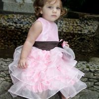 Vestido infantil de festa Rosa e Marrom