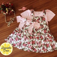 Conjunto Jardineira Saia e Blusinha Rosa - Me e Filha