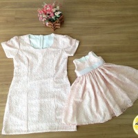 Vestido de Renda Rosa Claro - Me e Filha